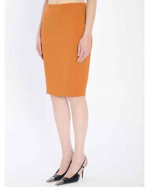 Saint Laurent Orange Stretch Viscose Blend Skirt