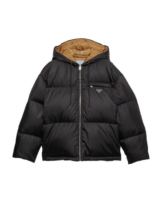 Prada Black Re-Nylon Hooded Down Jacket