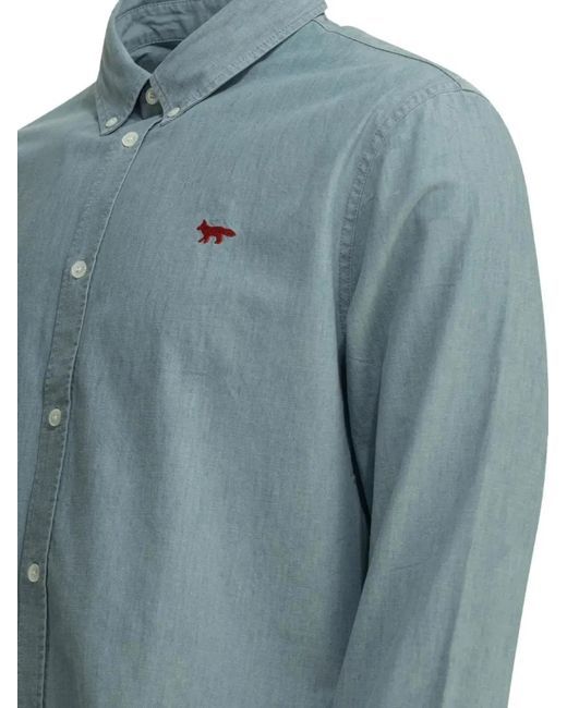 Maison Kitsuné Blue Maison Kitsuné Profile Fox Cotton Shirt for men