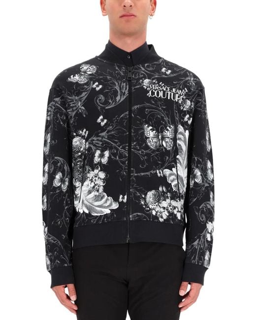 Versace Jeans Couture Gray Cotton Fleece Bomber Jacket for men