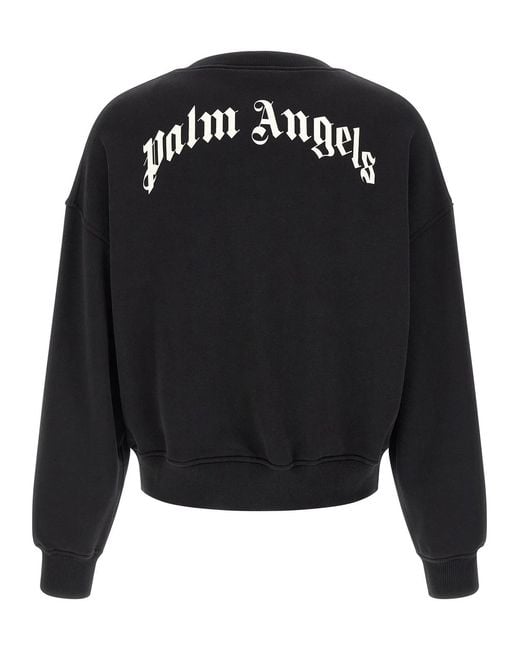 Palm Angels Black 'Back Curved Logo' Sweatshirt for men