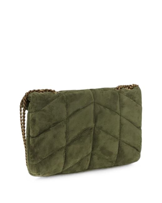Saint Laurent Green Suede Puffer Toy Crossbody Bag
