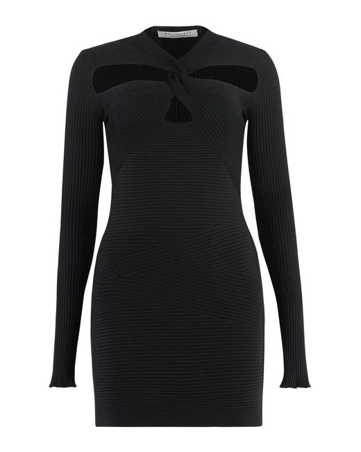 Philosophy Di Lorenzo Serafini Black Cut-Out Detail Sweater Dress
