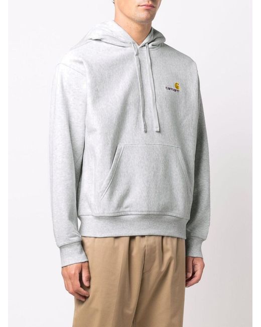 Carhartt White Logo Cotton Hoodie for men