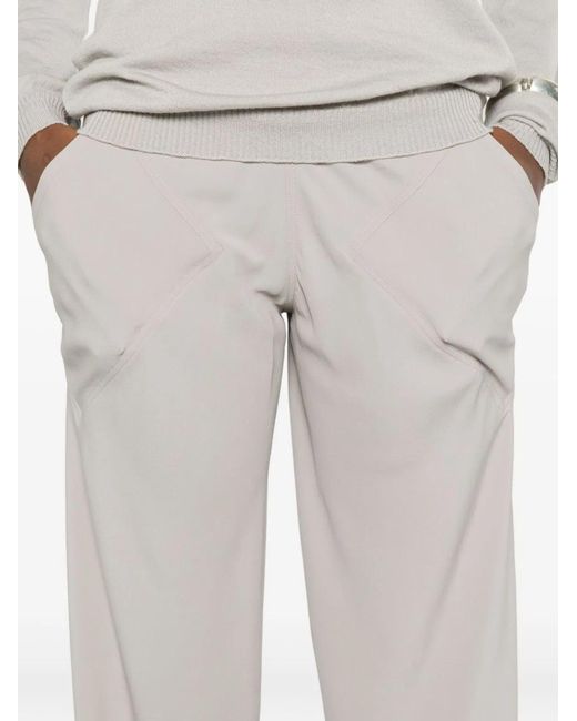 Rick Owens White Silk Blend Trousers