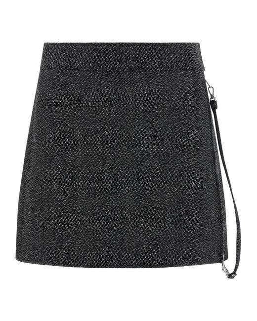 Courreges Black 'Zipped Caviar Mini' Skirt