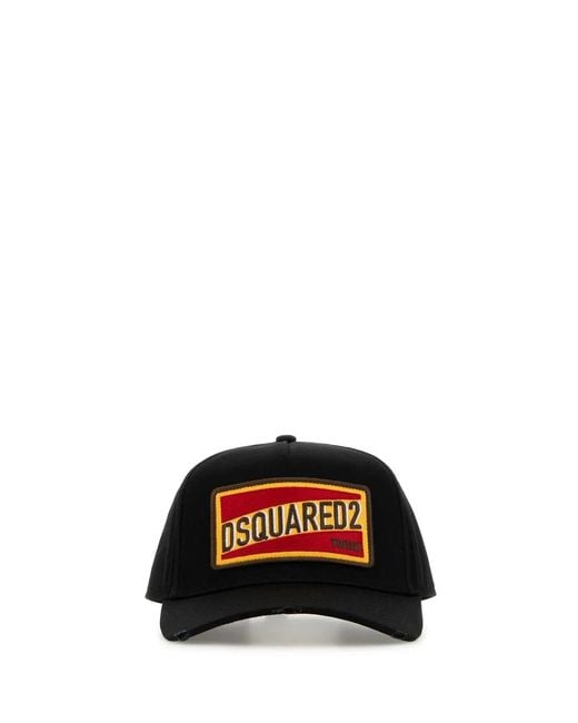 DSquared² Black Patch Baseball Caps for men
