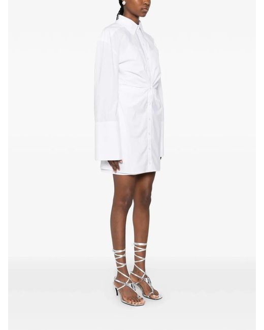 ROTATE BIRGER CHRISTENSEN White Knotted Shirt Dress