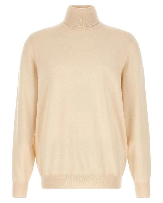 Brunello Cucinelli Natural Cashmere Turtleneck Sweater for men