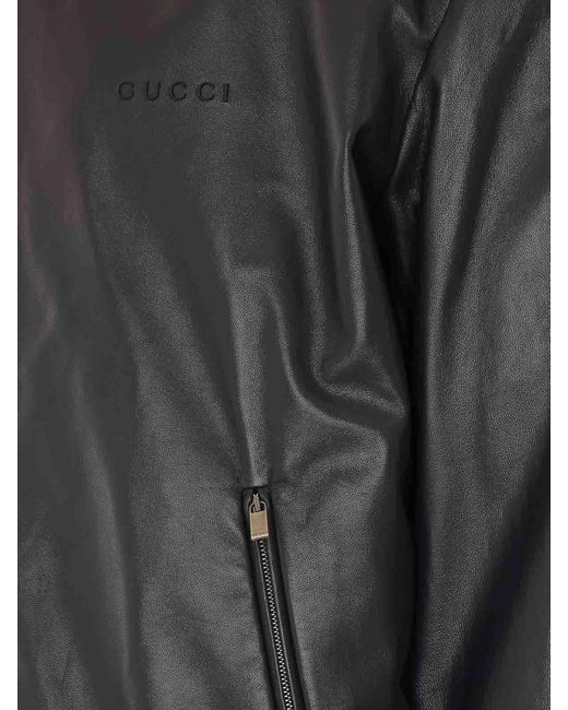 Gucci Black Leather Bomber for men
