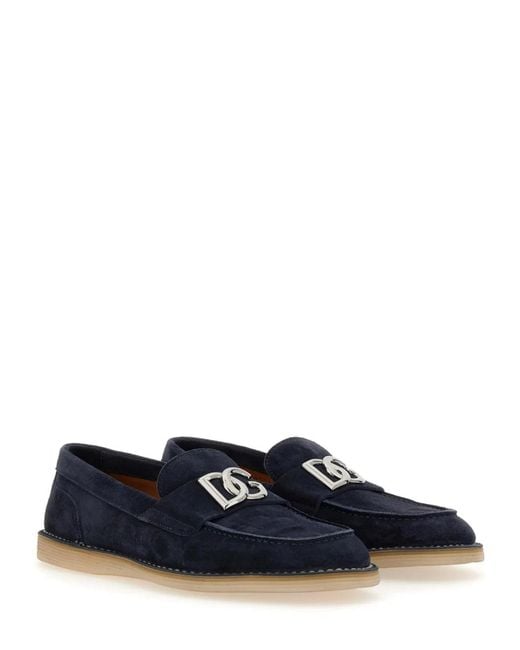 Dolce & Gabbana Blue Dolce & Gabbana Suede Loafer for men