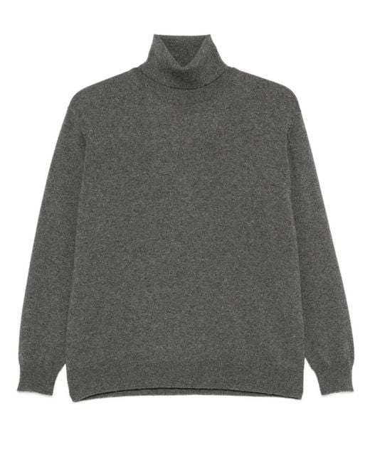 Brunello Cucinelli Gray Cashmere Turtleneck Sweater With Monili