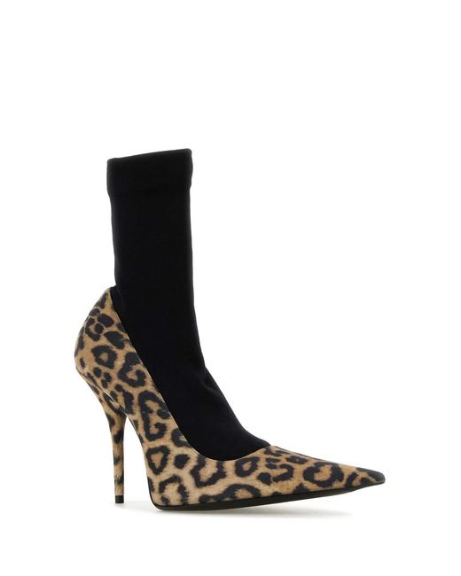 Balenciaga Black Printed Suede Avenue Sock Pumps