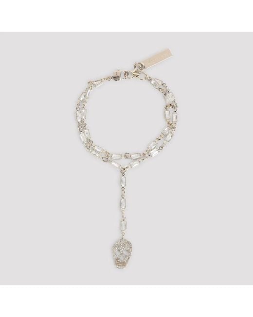 McQueen White Pave' Skull Bracelet