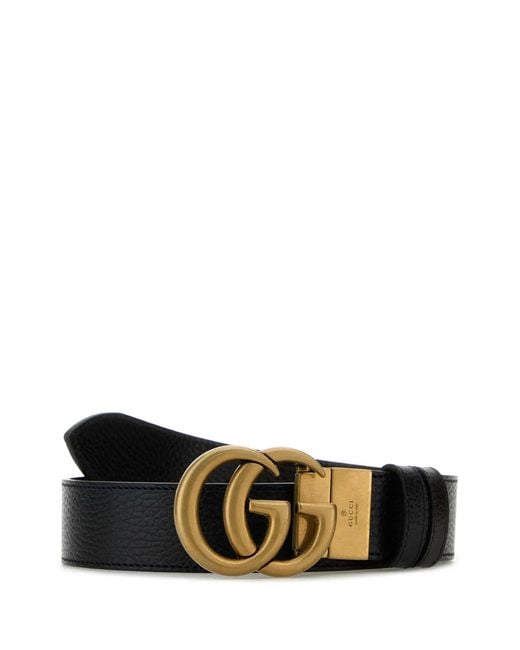 Gucci Black Leather Reversible Gg Belt for men