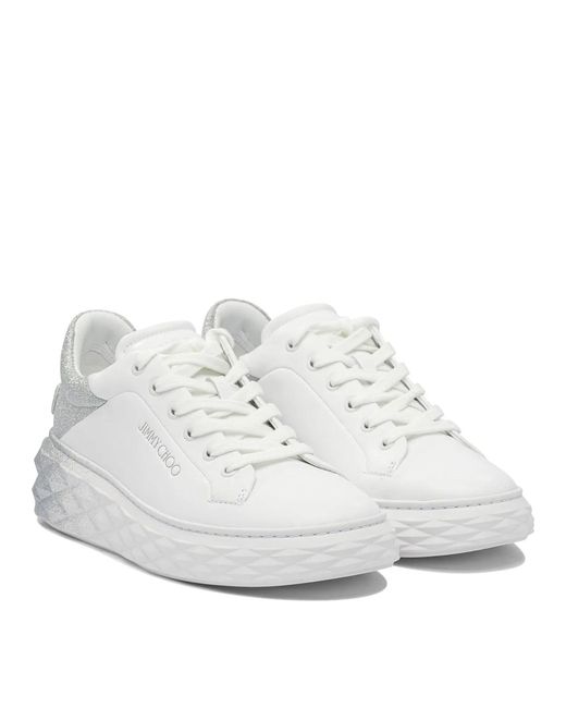 Jimmy Choo White "Diamond Maxi F Ii" Low Top Sneakers