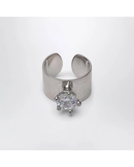 Panconesi Metallic Armour Ring Small With Diamonds