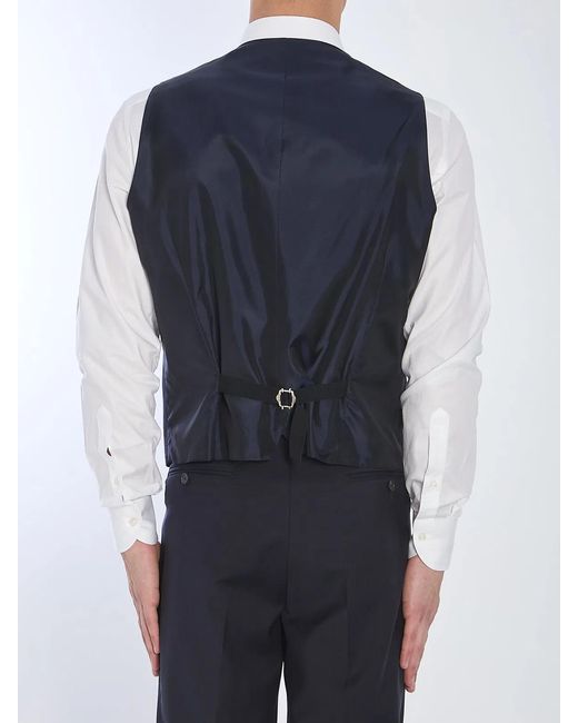 Tagliatore Blue Wool Vest for men