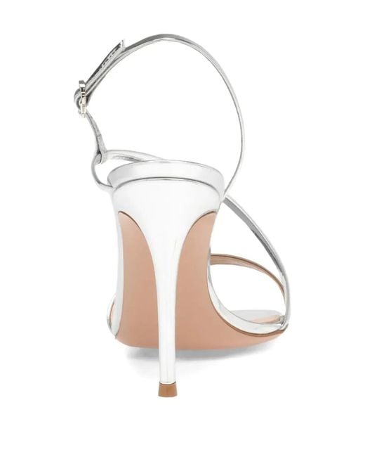Gianvito Rossi White Metal Mid Heel Sandals