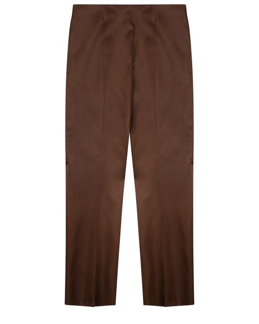 Alberta Ferretti Brown Straight-Leg Silk Trousers For