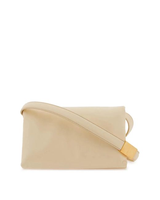 Marni Natural Ivory Leather Prisma Shoulder Bag