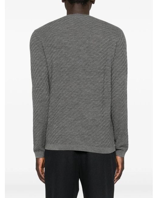 Emporio Armani Gray Wool Crewneck Sweater for men