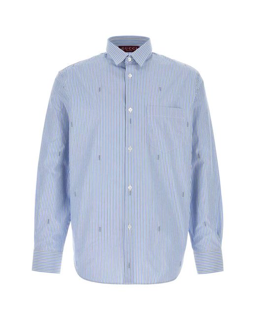 Gucci Blue Striped Shirt for men