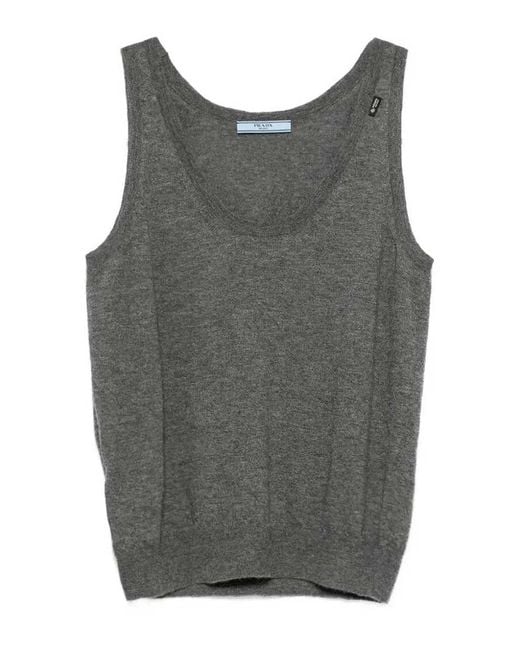 Prada Gray Cashmere V Neck