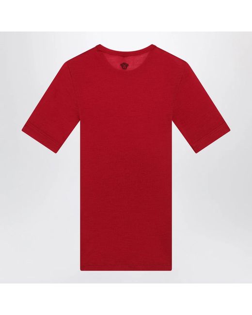 Versace Wool T-Shirt With Embroidered Logo
