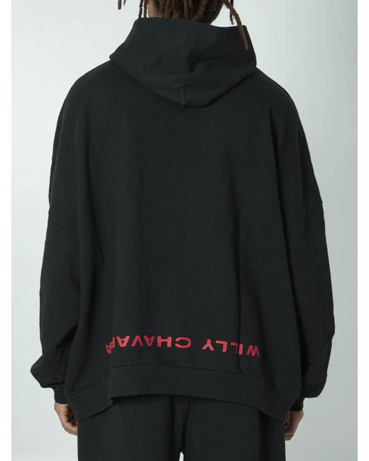 Willy Chavarria Black Welcome To America Hoodie for men