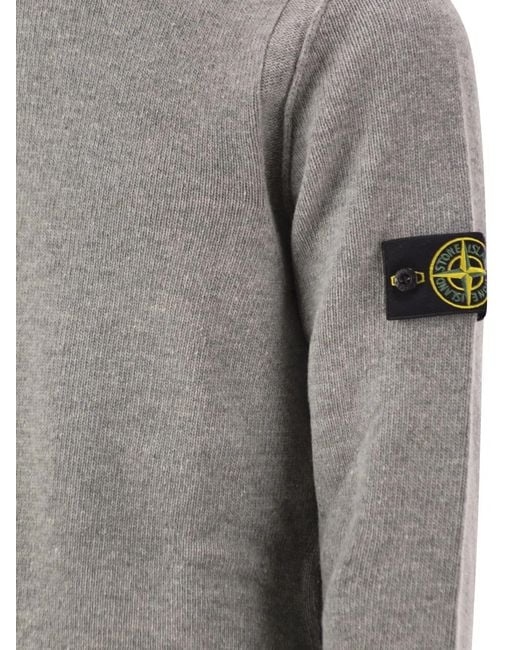 Stone Island Gray Crew-Neck Jumper With Reverse Stitch Details for men