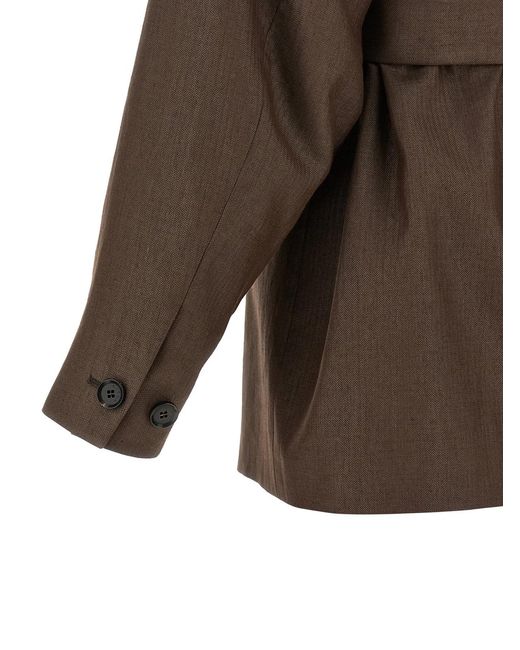Kiton Brown Linen Blend Blazer