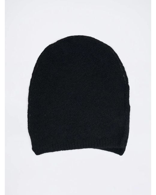 Isabel Benenato Black Asymmetrical Yak Beanie for men