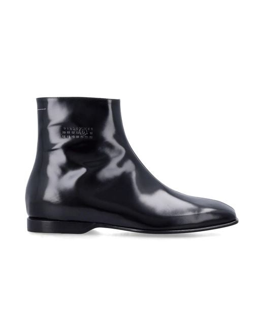 MM6 by Maison Margiela Black Mm6 Leather Ankle Boots for men