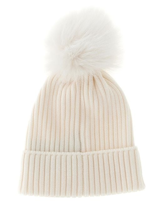 Moncler White Enfant Pon Pon Wool Beanie