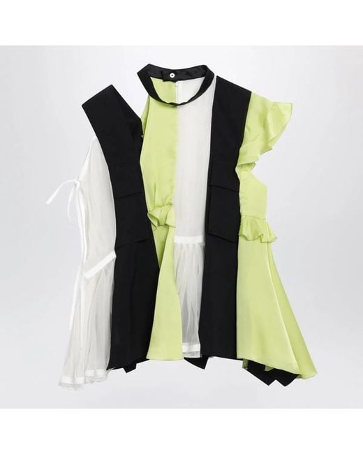 Sacai Green Fabric Mix Sweater