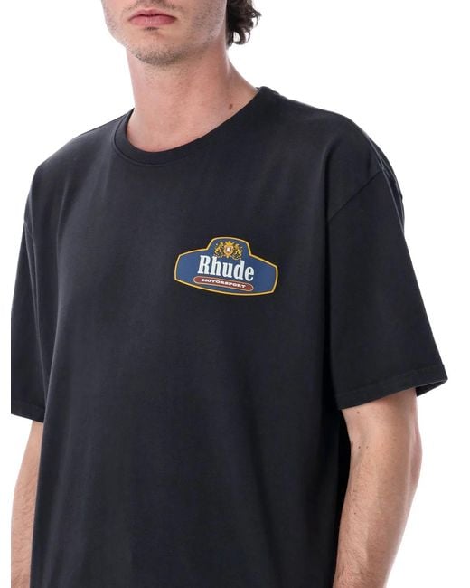 Rhude Black Racing Crest T-Shirt for men