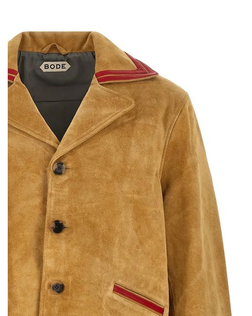 Bode Brown Cowhide Leather Jacket for men