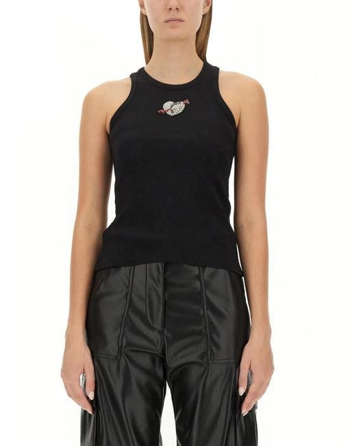 MSGM Black Cotton Tops