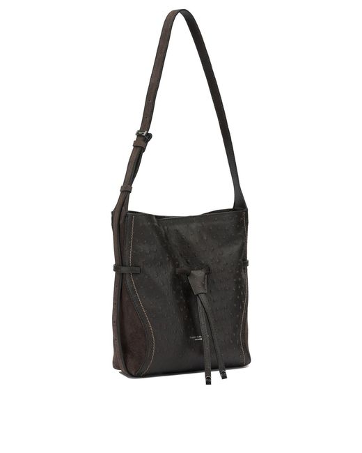 Gianni Chiarini Black Cow Leather Polyester Polyurethane Cotton Shoulder Bags