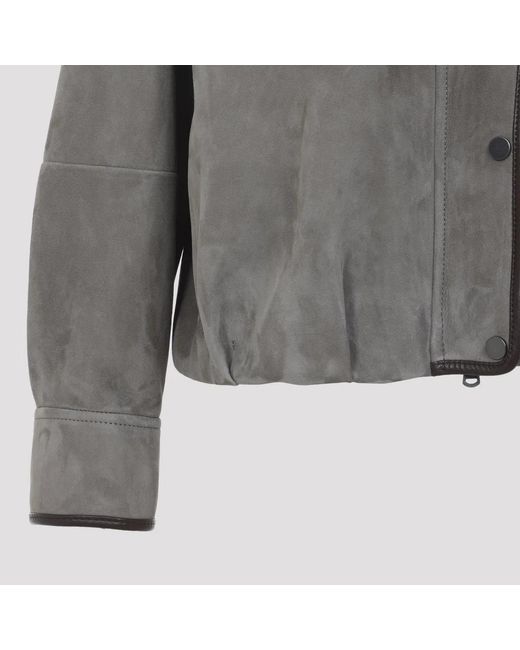 Brunello Cucinelli Gray Suede Jacket