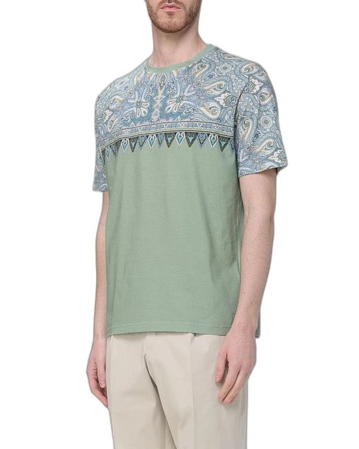 Etro Green Cotton T-Shirt Roma for men