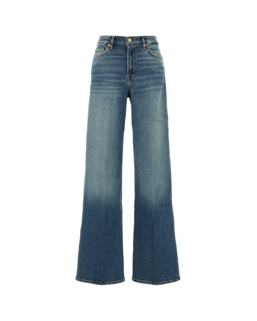 Seven7 Women's Blue Stretch Denim Lotta Wide-Leg Jeans