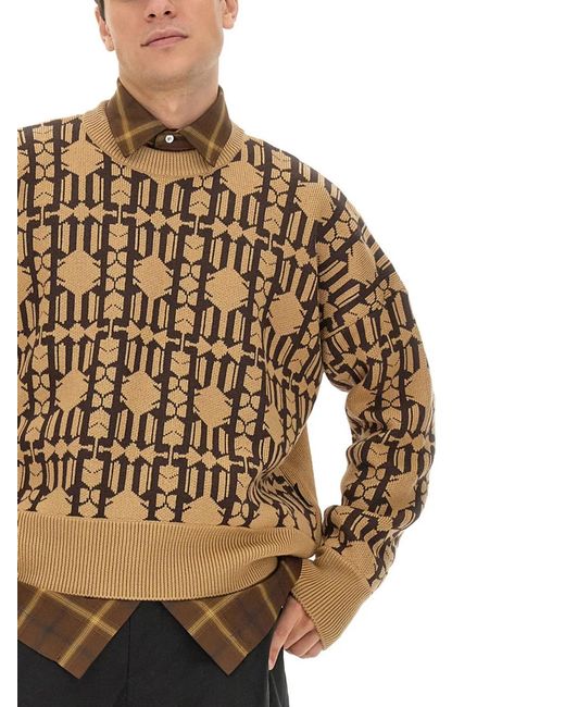 Palm Angels Natural Jacquard Sweater for men