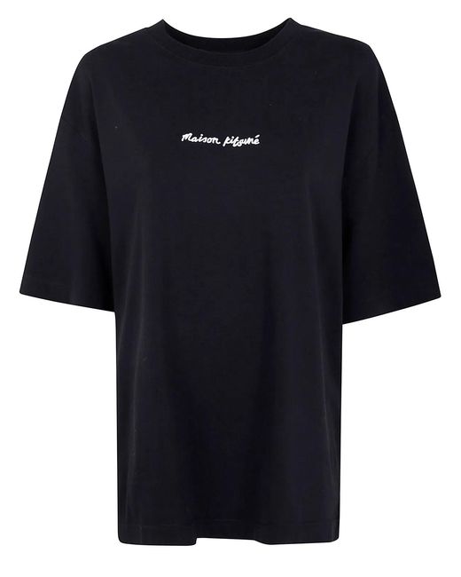 Maison Kitsuné Black Maison Kitsuné "Maison Kitsuné Line Handwriting" Oversize Tee-Shirt