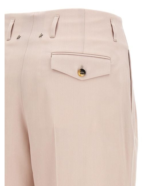 Golden Goose Deluxe Brand Natural Wide-Leg Wool Pants With Pleats