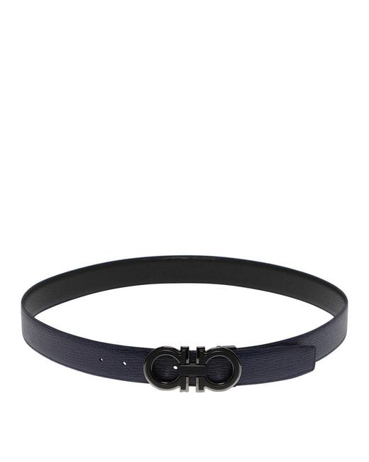 Ferragamo Black Gancini Calf Leather Leather Belt for men