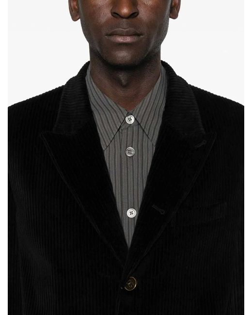 Dolce & Gabbana Black Dolce & Gabbana Ribbed Single-Breasted Blazer for men
