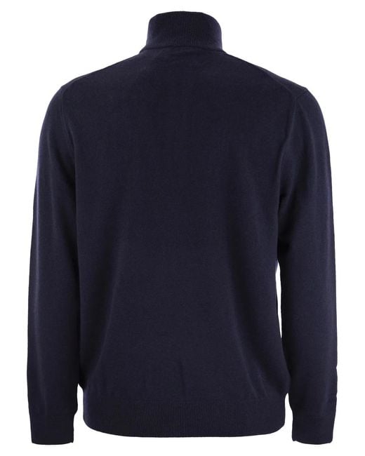 Polo Ralph Lauren Blue Wool Pullover With Half Zip for men