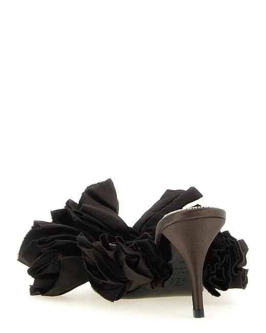 Magda Butrym Black Mule Flowers Taffeta